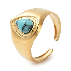 Синтетическая Бирюза Ионное покрытие (ip) 304 кольцо из нержавеющей стали, регулируемые синтетические бирюзовые кольца, 15 мм, внутренний диаметр: регулируемый