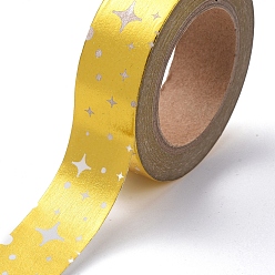 Желтый Пленки для маскировки фольги, декоративные бумажные ленты для альбомов своими руками, Клейкие ленты, для рукоделия и подарков, звезда, желтые, 15 мм, 10 м / рулон