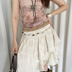 Белый Ремни-цепочки с узлом из дерева, смолы и искусственной кожи в стиле бохо, баррель, белые, 1000 мм