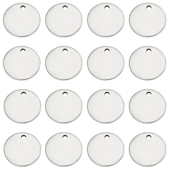 Нержавеющая Сталь Цвет 200 шт. 201 штампованные пустые бирки из нержавеющей стали, плоско-круглые, цвет нержавеющей стали, 10x1 мм, отверстие : 1.2 мм