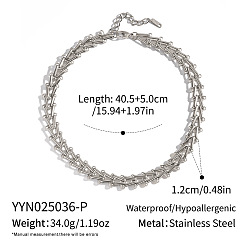 Нержавеющая Сталь Цвет Винтажный стиль 304 Женские ожерелья из нержавеющей стали с треугольными V-образными звеньями, цвет нержавеющей стали, 15.75 дюйм (40 см)