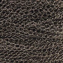 Gunmetal Iron Side Twisted Chain, Unwelded, Lead Free and Nickel Free, with Spool, Gunmetal, 6x4x0.7mm, about 328.08 Feet(100m)/roll