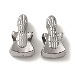 Нержавеющая Сталь Цвет Не тускнеет 304 европейские бусины из нержавеющей стали, бусины с большим отверстием, гитар, цвет нержавеющей стали, 14x8x5.5 мм, отверстие : 4.5x4 мм