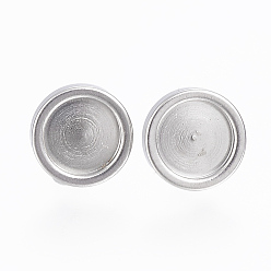 Нержавеющая Сталь Цвет Устойчивые к потускнению 304 фурнитура для сережек-гвоздиков из нержавеющей стали, плоско-круглые, цвет нержавеющей стали, лоток : 6 мм, 13x8x2 мм, контактный: 0.8 mm.