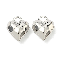 Платина Латунные подвески, сердце прелести, без кадмия и без свинца, долговечный, стойки покрытие, платина, 24x20x10 мм, отверстие : 5x5 мм