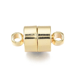 Real 18K Gold Plated Brass Magnetic Clasps, Nickel Free, Column, Real 18K Gold Plated, 12x6x6mm, Hole: 1.6mm