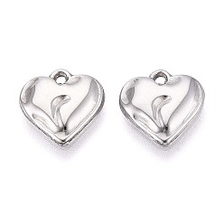 Нержавеющая Сталь Цвет 304 прелести нержавеющей стали, шарма сердца, анти-тускнение, цвет нержавеющей стали, 11.5x11.5x2 мм, отверстие : 1.1 мм