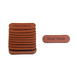 Шоколадный Овальные этикетки с надписью из искусственной кожи ручной работы, для джинсов своими руками, , обуви, аксессуары для шляп, цвет шоколада, 45x12 мм