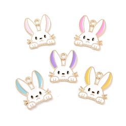 (52) Непрозрачная лаванда Подвески из эмали и сплава, золотой свет, очарование головы кролика, разноцветные, 16x14x1 мм, отверстие : 1.5 мм