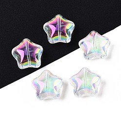 Прозрачный Гальванические стеклянные бусины, звезда, с покрытием AB цвета, прозрачные, 15x15.5x8.5 мм, отверстие : 1.2 мм, Около 460 шт / 1000 г
