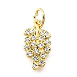 Винограды Латунные микро проложить кубического циркония подвески, без кадмия и без свинца, фрукты, с целью перехода в кольце, реальный 18 k позолоченный, винограды, 13.5x7.5x2 мм, отверстие : 3.5 мм