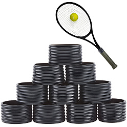 Black 10Pcs Silicone Ring for Pickleball Paddle, Tennis Racket Handle, Black, 27x18mm, Inner Diameter: 24mm