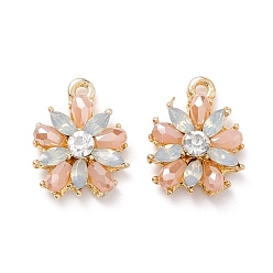 Light Salmon Plastic Pendants, with Alloy Findings, Flower, Light Gold, Light Salmon, 20x17x6mm, Hole: 2.5mm
