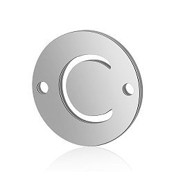 Letter C 201 соединительные звенья нержавеющие, плоские круглые с буквы, цвет нержавеющей стали, letter.c, 12x0.8 мм, отверстие : 0.8 мм
