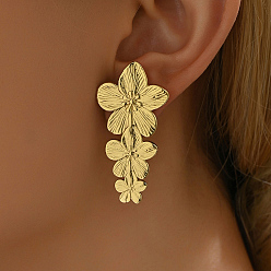 Золотой Преувеличенные 201 серьги-гвоздики с подвесками в виде цветка из нержавеющей стали, золотые, 43x22x1 мм