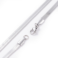 Stainless Steel Color 304 Stainless Steel Snake Chains Necklaces, with Lobster Clasps, Stainless Steel Color, 17.7 inch(45cm), 4mm