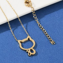 Золотой 304 ожерелья из нержавеющей стали с контуром кошки для женщин, золотые, 17.99 дюйм (45.7 см)