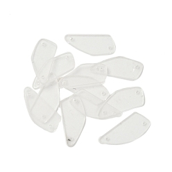 Clear Sew On Mirror Rhinestones, Polygon Shape Acrylic Pieces, with Holes for Costume Evening Dresses Clothing Wedding Dress Decoration, Clear, 25.5x11.5x1.5mm, Hole: 1.2mm