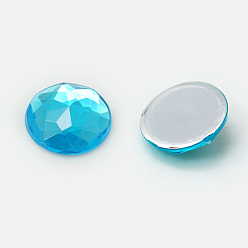 Темно-Голубой Имитация taiwan акриловые горный хрусталь плоские задние кабошоны, граненые, полукруглые / купольные, глубокое синее небо, 18x6 мм, 200 шт / пакет