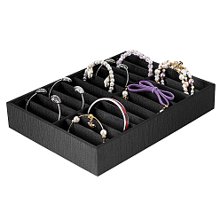 Черный 20-прорезные деревянные подносы для демонстрации браслетов и браслетов, прямоугольные, чёрные, 24x18x4.5 см