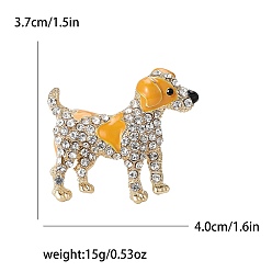 Оранжевый Эмалевый штифт, Брошь из сплава со стразами для рюкзака, собака, золотые, оранжевые, 37x40 мм