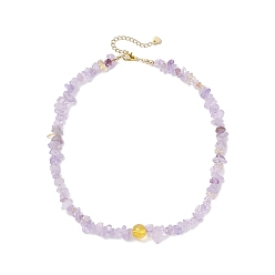 Аметрин Ожерелья из бусин с натуральным аметрином, с цинковым сплавом застежками омаров коготь, золотые, 16.38 дюйм (41.6 см)