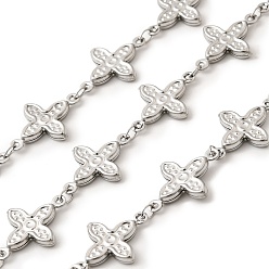 Нержавеющая Сталь Цвет 304 Цепи из нержавеющей стали с клеверным звеном, несварные, с катушкой, цвет нержавеющей стали, 18.5x13x2.5 мм, 5 м / рулон