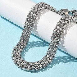 Нержавеющая Сталь Цвет 13.5мм 304 ожерелья из нержавеющей стали с цветочной сеткой, не тускнеет, цвет нержавеющей стали, 17.01 дюйм (43.2 см)
