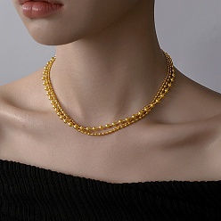 Золотой 304 нержавеющая сталь 3 многослойные шариковые цепочки для женщин, золотые, 16.81 дюйм (42.7 см)