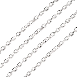 Silver Iron Cable Chains, for DIY Jewelry Making, with Spool, Unwelded, Oval, Lead Free, Silver Color Plated, 3x2x0.5mm, about 328.08 Feet(100m)/roll