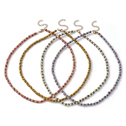 Mixed Color Glass Seed Beaded Necklace for Women, Mixed Color, 18.11~18.39 inch(46~46.7cm)