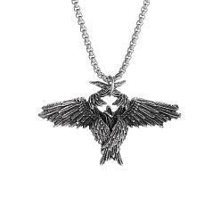 Plata Antigua Collares con colgante de ala de aleación vintage unisex, plata antigua, 23.62 pulgada (60 cm)