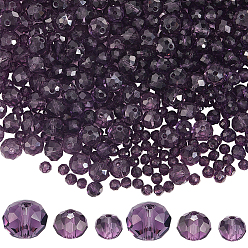 Средний Фиолетовый Стеклянные бусины с гальваническим покрытием , гальваническое покрытие, граненый(32 граненый), рондель, средне фиолетовый, 4~8x3~6 мм, отверстие : 0.4~1 мм, 795 шт / комплект
