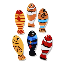 (52) Непрозрачная лаванда Печатные акриловые подвески, рыбы прелести, разноцветные, 49x19.5x2.3 мм, отверстие : 1.2 мм