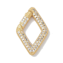 Прозрачный Стойки обшивки латунные микро проложить кубического циркония Twister застежками, без кадмия и без свинца, долговечный, ромб, прозрачные, 25.5x16x3 мм