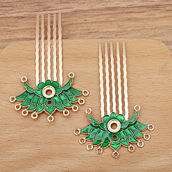 Зеленый Цветок сплав эмаль палочка для волос находка, Древний стиль ханьфу аксессуары для женщин и девочек, зелёные, 61x38 мм
