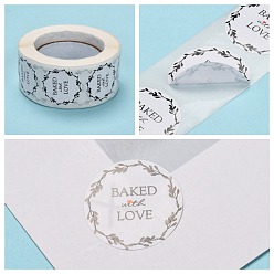 Word Baked with Love Stickers, Self-Adhesive Paper Gift Tag Stickers, for Party, Decorative Presents, Word, 24.5mm, 500pcs/roll
