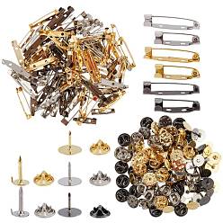 Mixed Color DIY Pins Material Making Kits, Including Brass Button Nut & Badge Lapel Pin Back Butterfly Clutches &  Head Pins, Iron Brooch Findings, Mixed Color, 280pcs/box