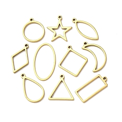 Золотой 201 комплекты подвесок с открытой задней частью из нержавеющей стали, для diy уф смолы, эпоксидная смола, Прессованные цветочные украшения, разнообразные, золотые, 14~21x7.5~15.5x1.5 мм, отверстие : 1 мм