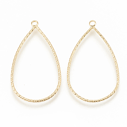 Настоящее золото 18K Латунные подвески, капля, без кадмия, без никеля и без свинца, реальный 18 k позолоченный, 34x22.5x1 мм, отверстие : 1.8 мм