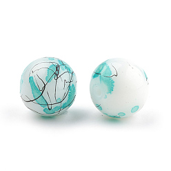 Turquoise Drawbench & Baking Paint Glass Beads Strands, Round, Turquoise, 4mm, Hole: 1.1~1.3mm, about 200pcs/strand, 31.4 inch