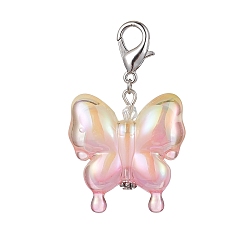 Шампанско-Желтый Подвесные украшения из акриловой бабочки, с цинковым сплавом застежками омаров коготь, шампанское желтый, 58 мм