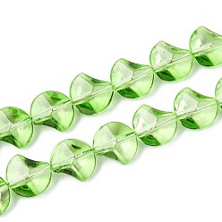 Зеленый лайм Краска для выпечки, прозрачные стеклянные бусины, нити, самородки, зеленый лайм, 13.5x13.5x8.5~9 мм, отверстие : 0.8~0.9 мм, около 50 шт / нитка, 26.38 дюйм (67 см)