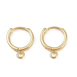 Настоящее золото 24K Латунная фурнитура для хооп серег, без кадмия и без свинца, реальный 24 k позолоченный, 14.5x12x2 мм, отверстие : 1.6 мм, штифты : 0.7 мм