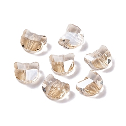 Светло-коричневый 100 шт. Гальванические стеклянные бусины, форма кошки, граненые, загар, 7x6x4.5 мм, отверстие : 1 мм
