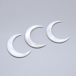 Antique White Natural Freshwater Shell Beads, No Hole, Moon, Antique White, 34~35x25~28x3~3.5mm