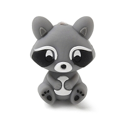 Raccoon Силиконовые бусины с изображением животных, фокусные бусы, енот, 26x19.5x14.5 мм, отверстие : 2.7 мм