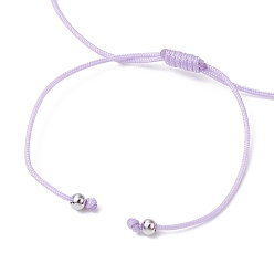 Thistle Natural Dyed White Jade Braided Bead Bracelets, Adjustable Heart Alloy Link Bracelets for Women, Thistle, Inner Diameter: 3/4~3-3/8 inch(8.5cm)