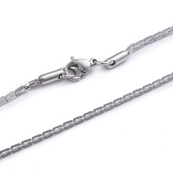 Stainless Steel Color Non-Tarnish 304 Stainless Steel Boston Link Chain Necklaces, with Lobster Claw Clasps, Stainless Steel Color, 27.75 inch(70.5cm), 2mm