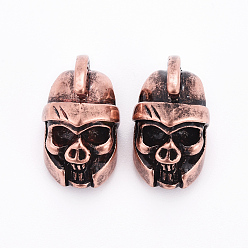 Красная Медь Латунные бусины, череп шлем бусы, Красная медь, 19.5x11.5x13.5 мм, отверстие : 5 мм